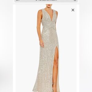 NWT Mac Duggal V-neck sequin wrap waist gown size 16